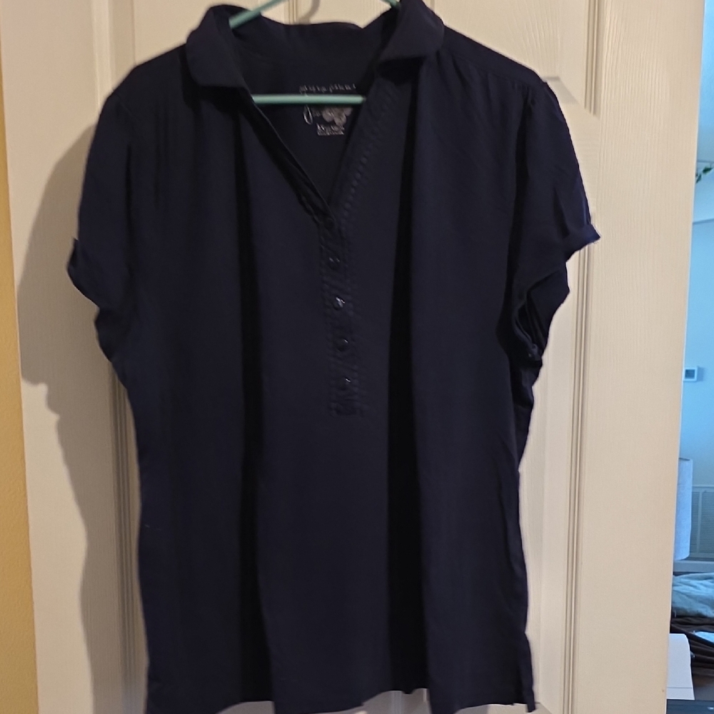 Just My Size Dark Blue Button Down Shirt